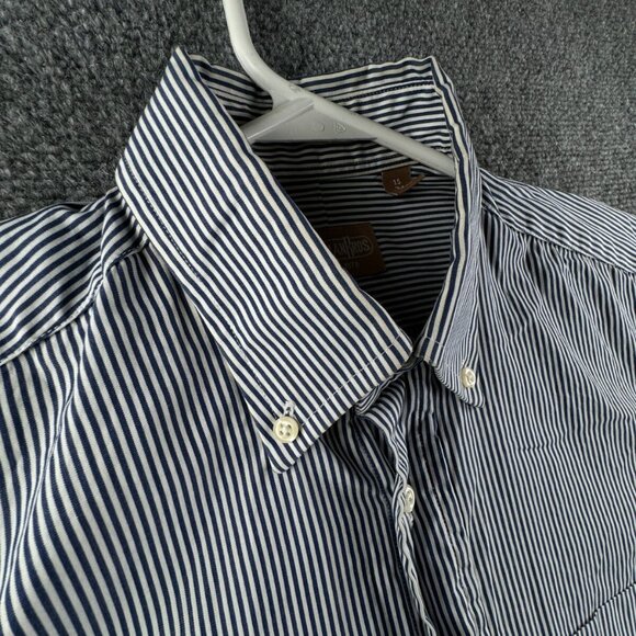 Gitman Bros Button Up Shirt Long Sleeve Blue Striped 15 34 USA Cotton Designer - Picture 12 of 15